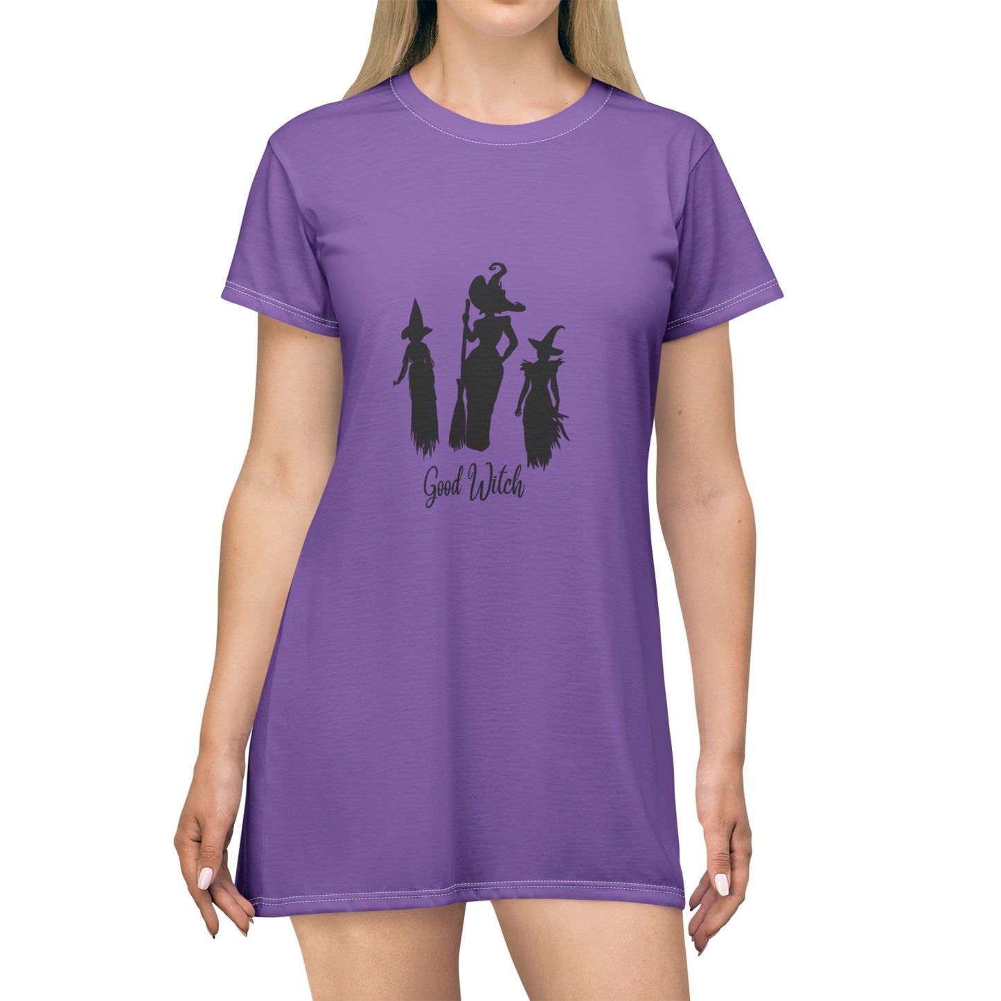 Good Witch T-Shirt Dress (AOP) purple
