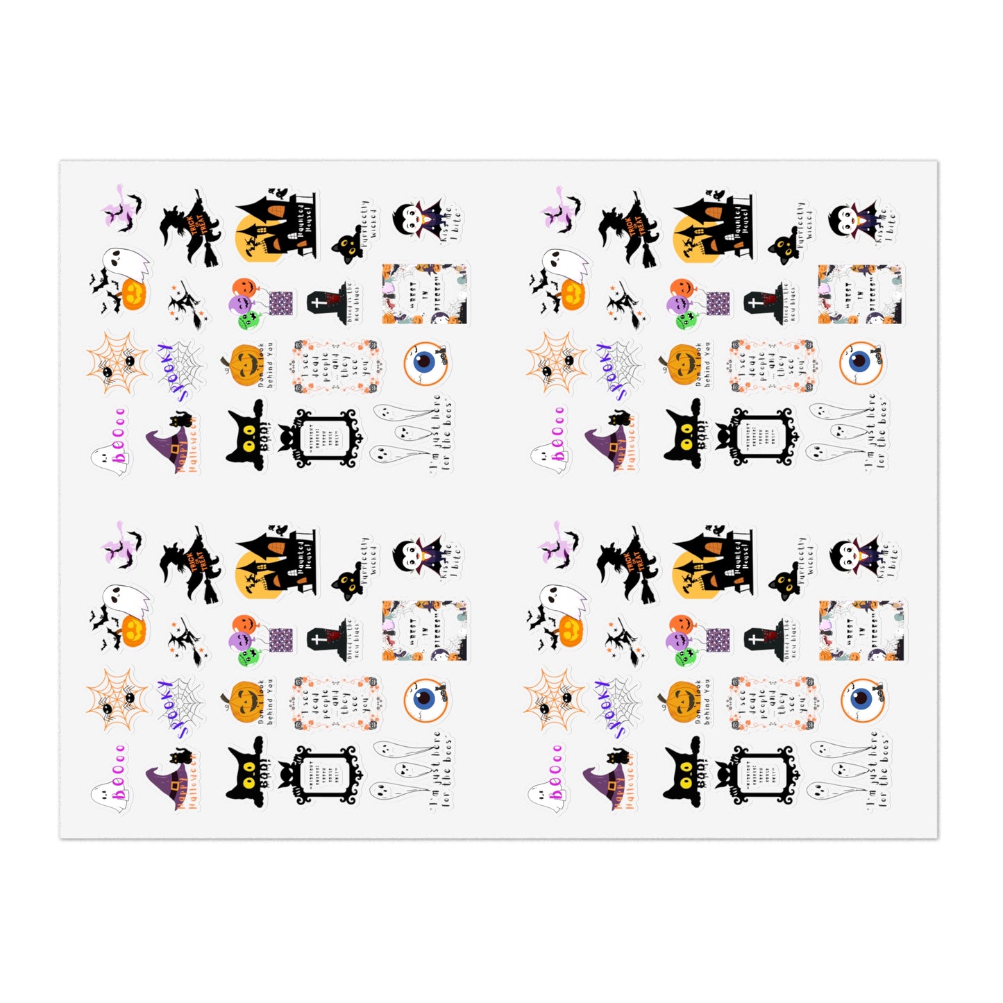 Halloween-Themed Sticker Sheets, Cute Planner Stickers, Spooky Decor, Scrapbooking Supplies, Fun Stickers for Kids & Adults