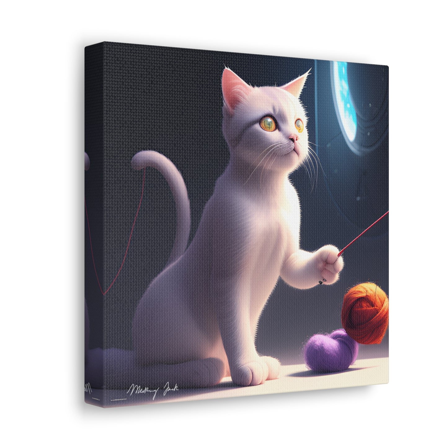 Playful Kitten and Wool Canvas Gallery Wraps