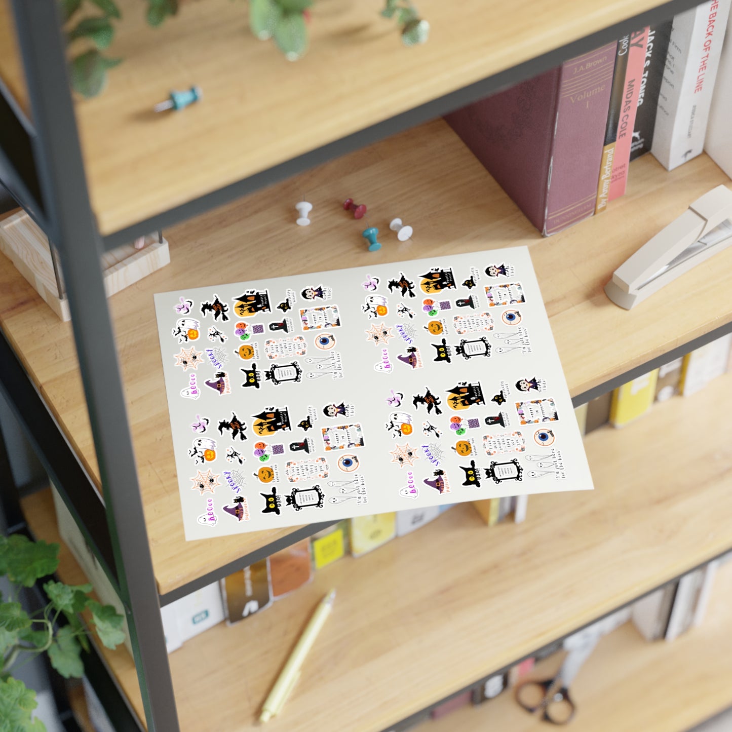 Halloween-Themed Sticker Sheets, Cute Planner Stickers, Spooky Decor, Scrapbooking Supplies, Fun Stickers for Kids & Adults