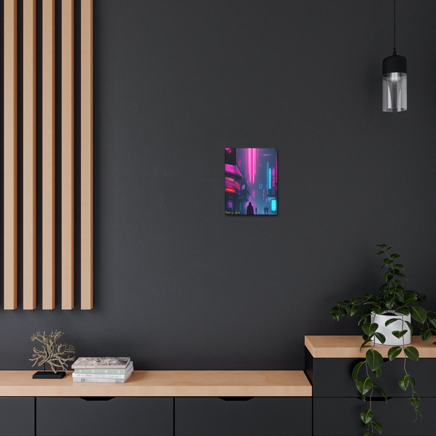 Into the Future (Black) Satin Canvas, Stretched
