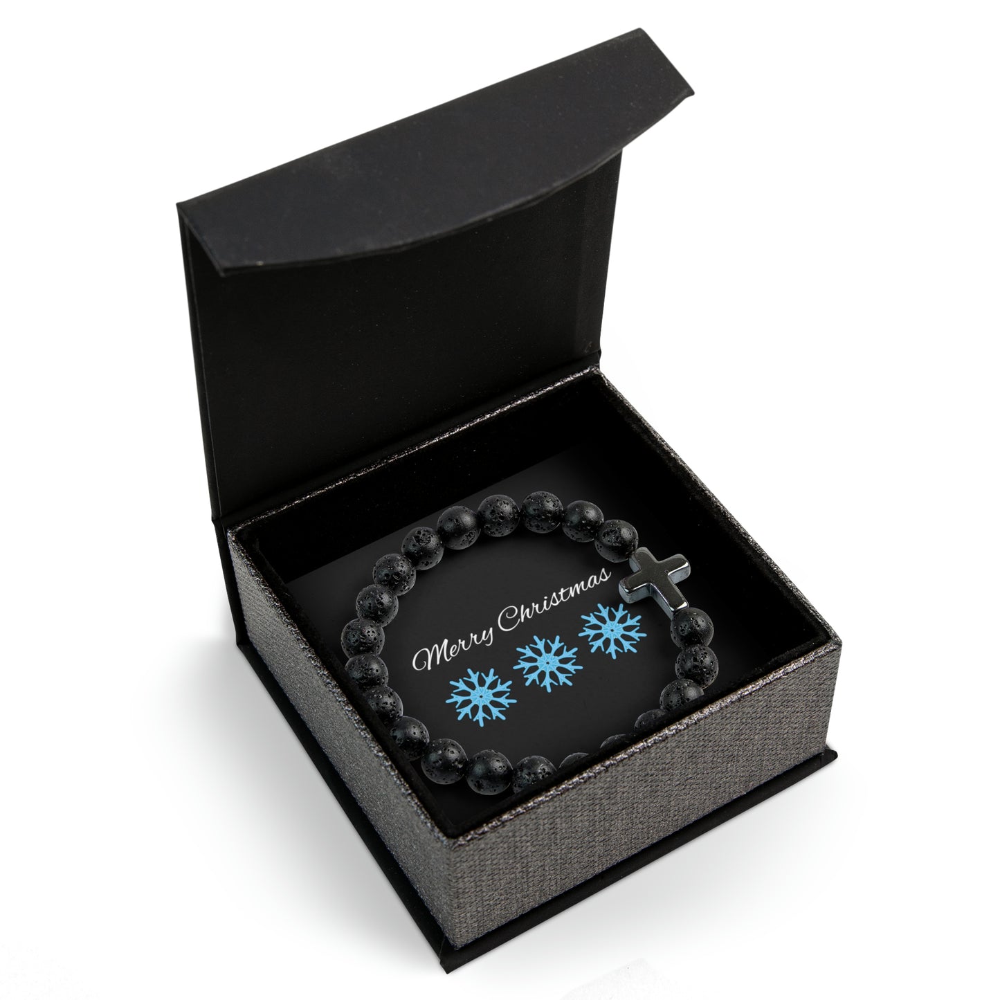 Cross Bead Bracelet Blue Snowflake