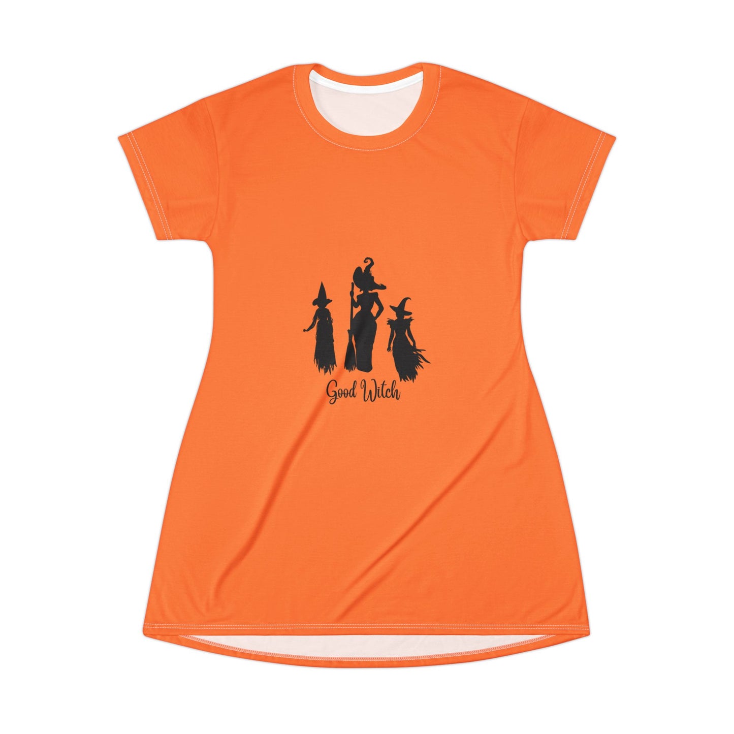 Good Witch T-Shirt Dress (AOP) orange