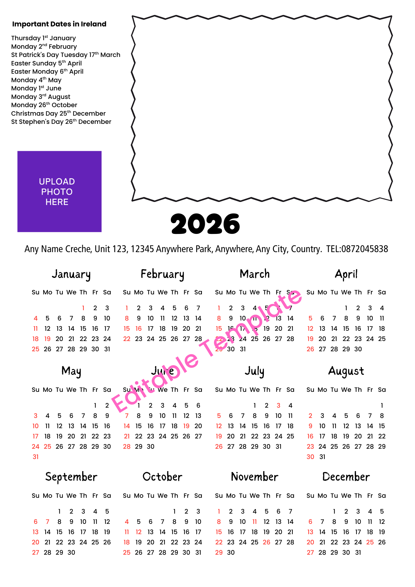 Calendar 2026 Draw Your Own Picture