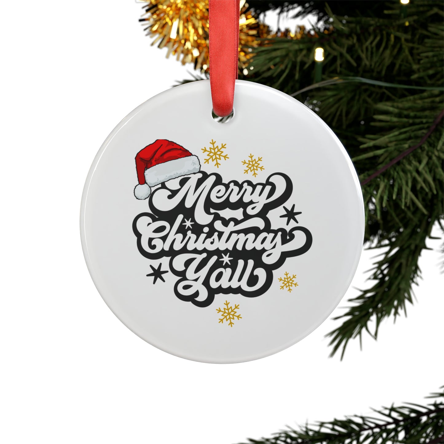 Merry Christmas Acrylic Ornament with Ribbon