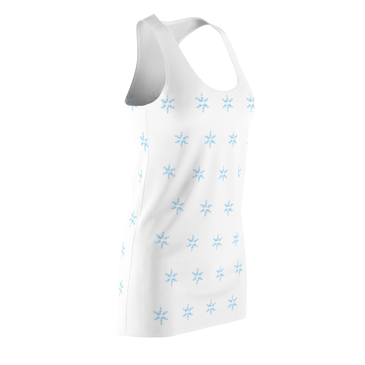 Women's Snowflake Ice Blue Cut & Sew Racerback Dress (AOP)