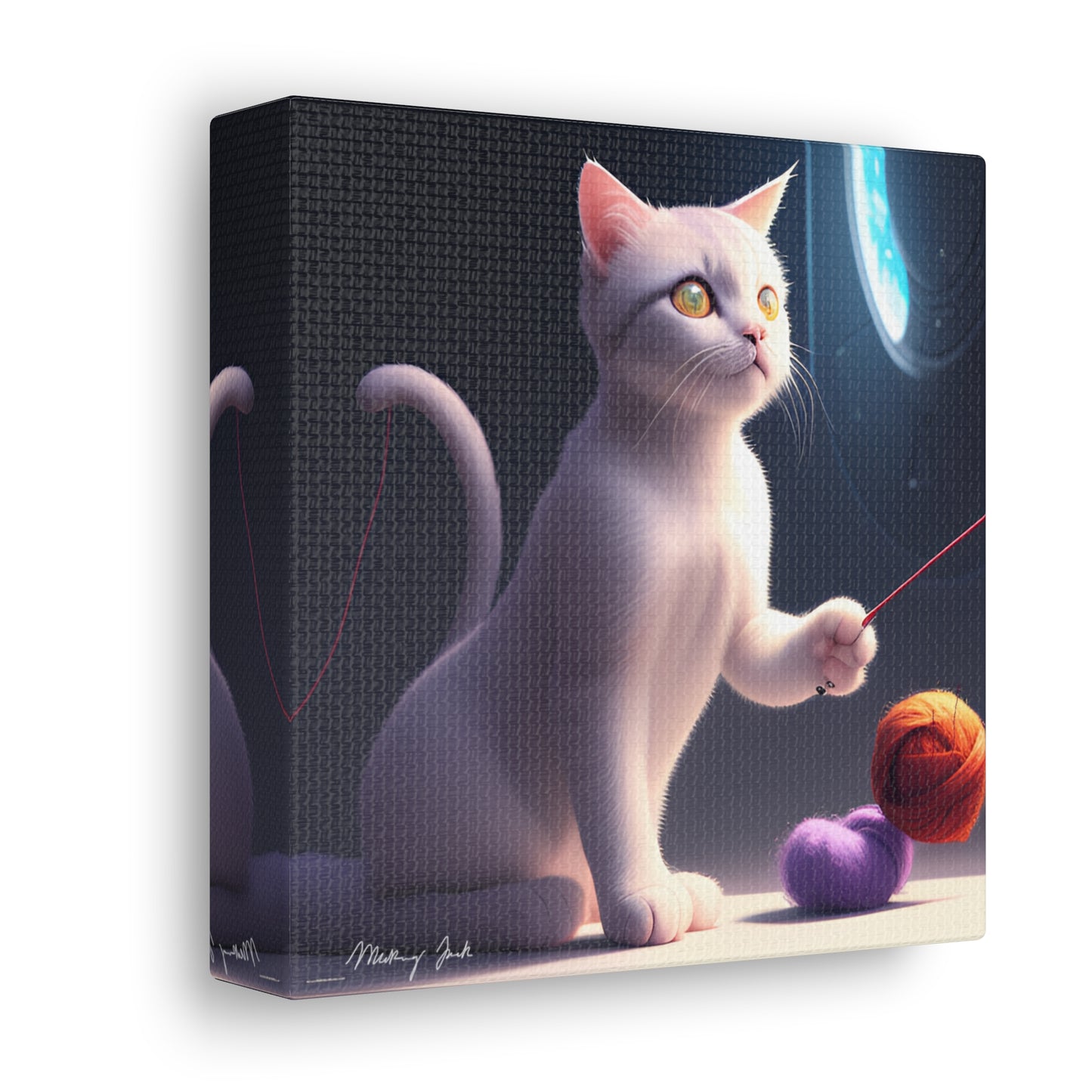 Playful Kitten and Wool Canvas Gallery Wraps