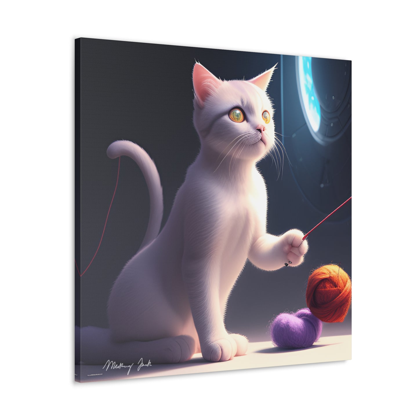 Playful Kitten and Wool Canvas Gallery Wraps