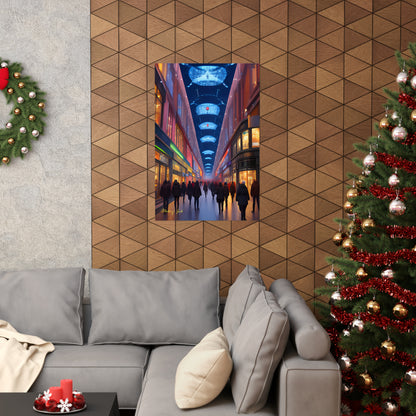 High Street Shoppers Futuristic Matte Vertical Posters