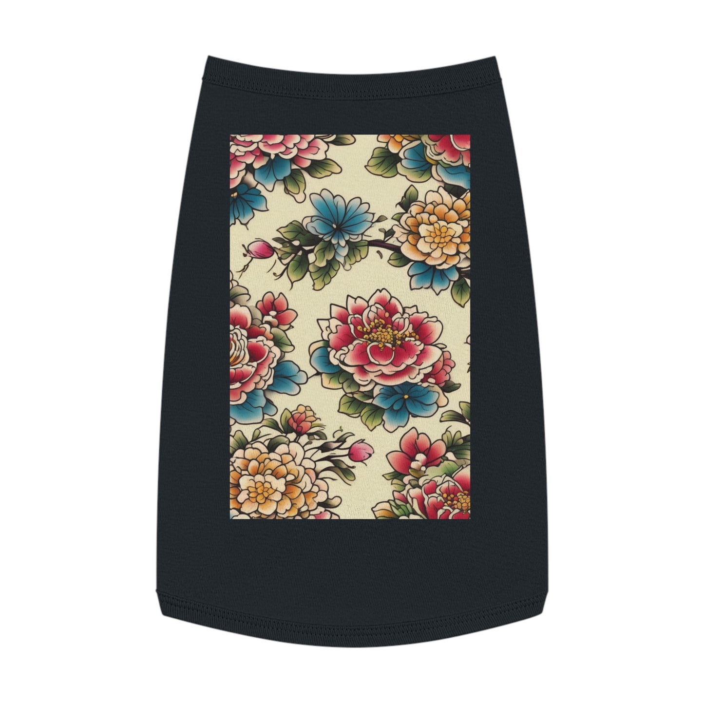 Pet Tank Top Japanese Flower Design 1