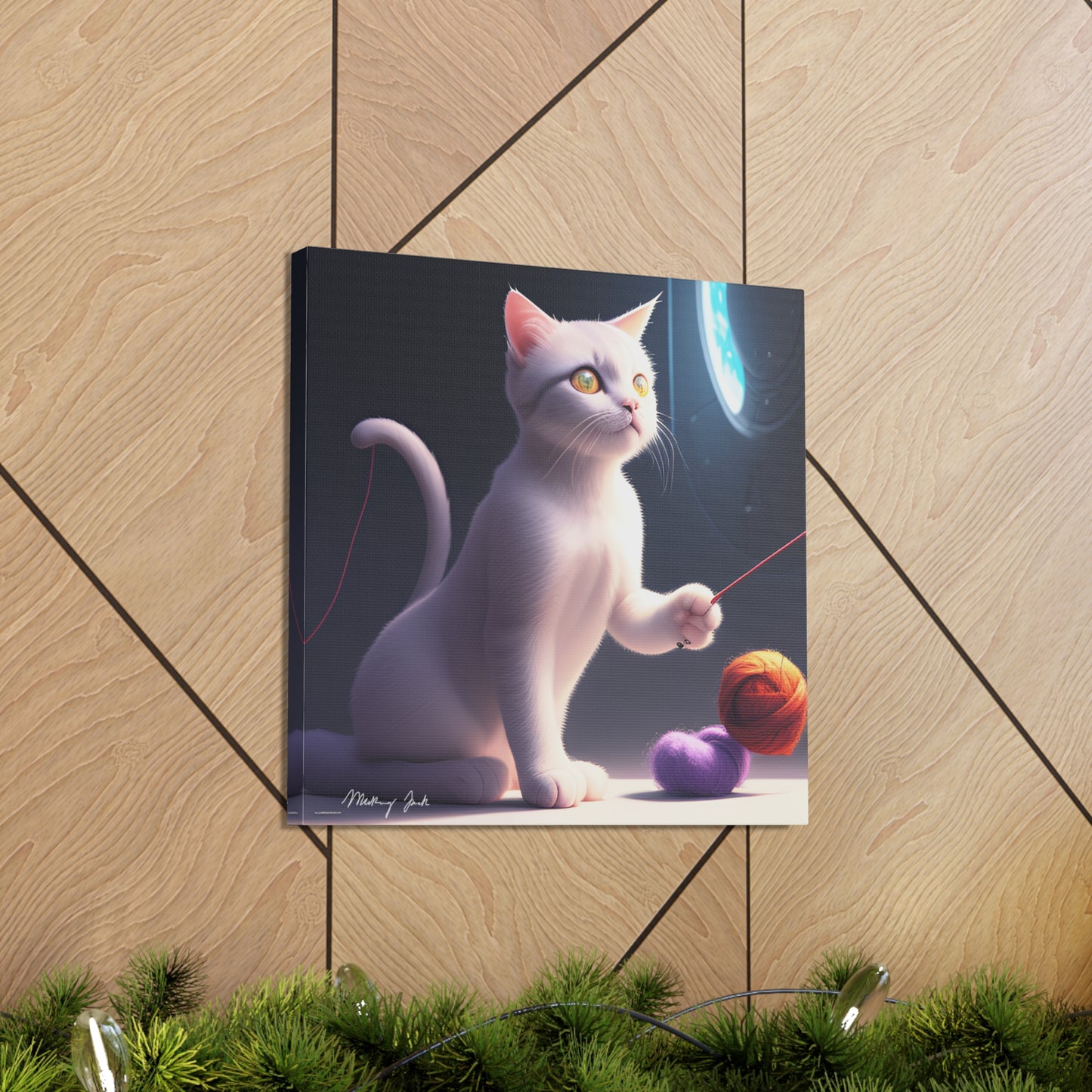 Playful Kitten and Wool Canvas Gallery Wraps