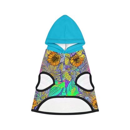 Flower Design Turquoise Hood Pet Hoodie