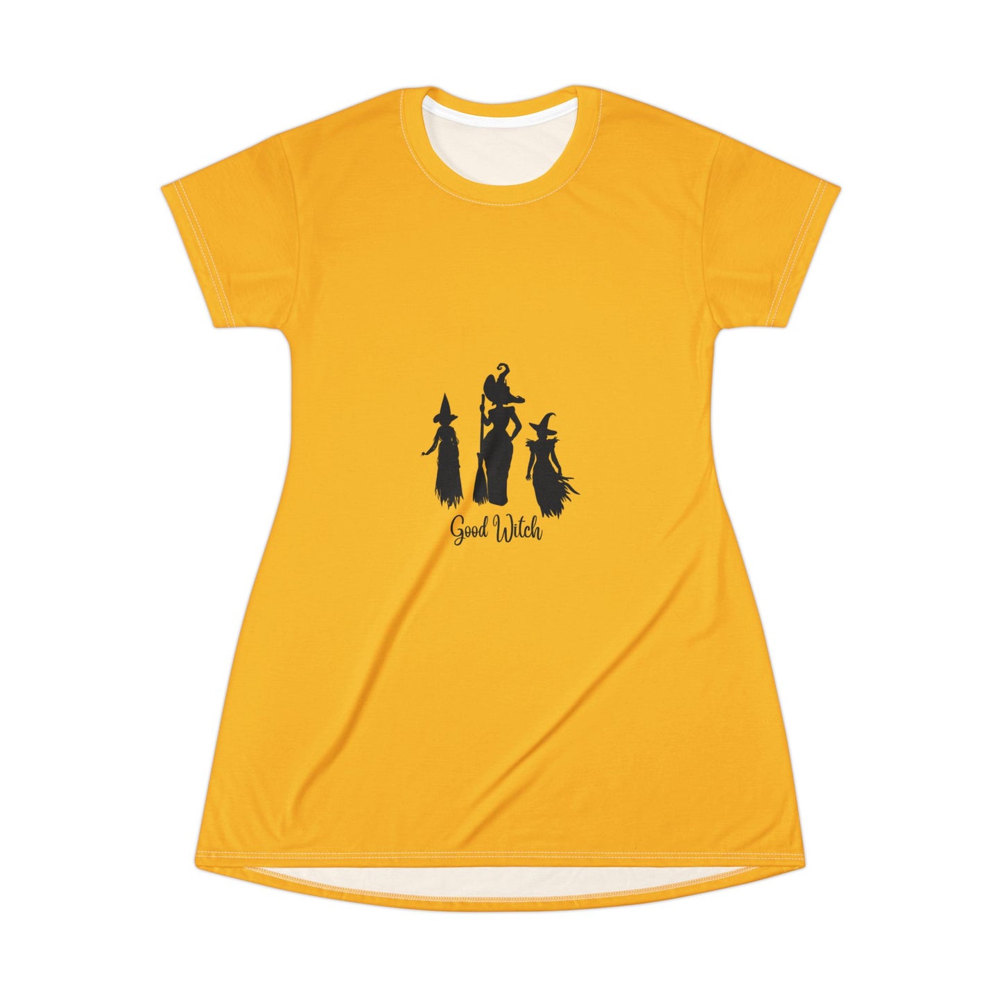 Good Witch T-Shirt Dress (AOP) yellow