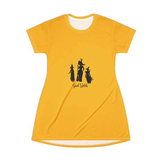 Good Witch T-Shirt Dress (AOP) yellow