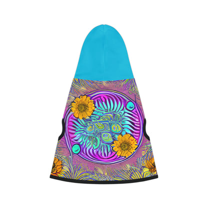 Flower Design Turquoise Hood Pet Hoodie