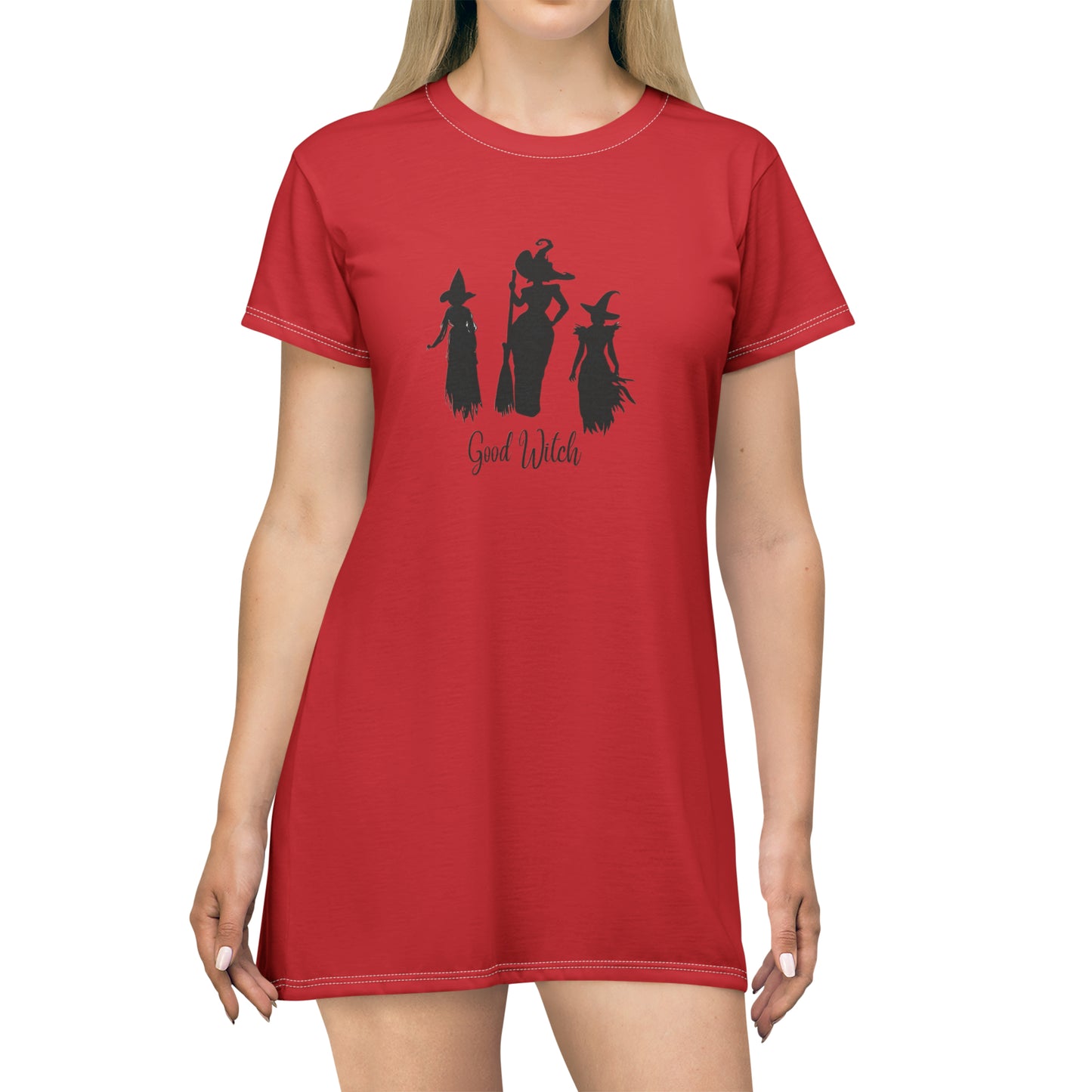 Good Witch T-Shirt Dress (AOP) red