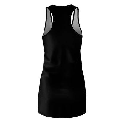 Women's Snowflake Trio Sparkle Design on Black Cut & Sew Racerback Dress (AOP)