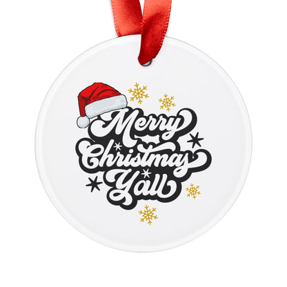 Merry Christmas Acrylic Ornament with Ribbon