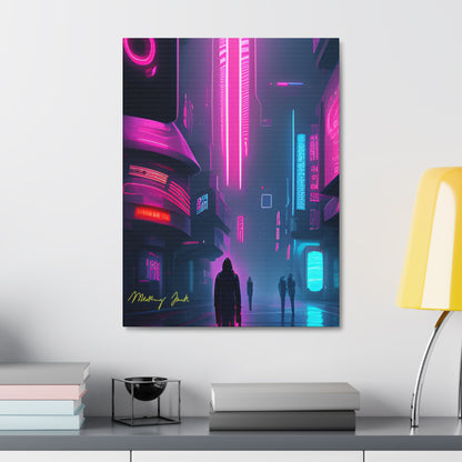 Into the Future (Black) Satin Canvas, Stretched
