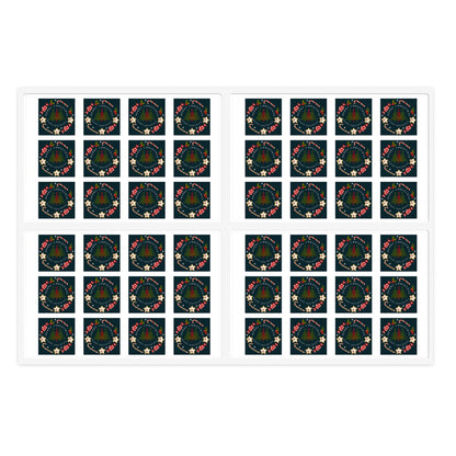 Merry Christmas & Happy Holidays Stickers (48 stickers per 11x8.5 size sheet)
