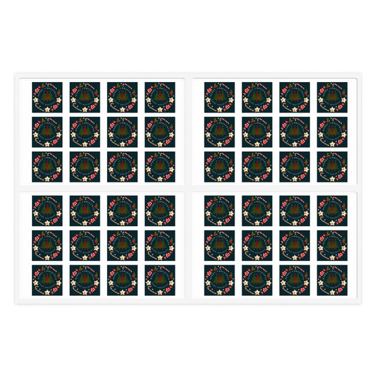 Merry Christmas & Happy Holidays Stickers (48 stickers per 11x8.5 size sheet)