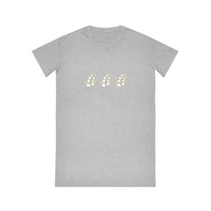 Gold & White Flower Design Spinner T-Shirt Dress