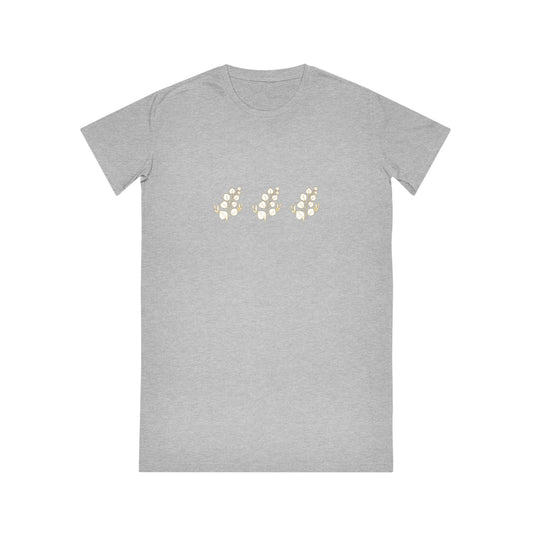 Gold & White Flower Design Spinner T-Shirt Dress
