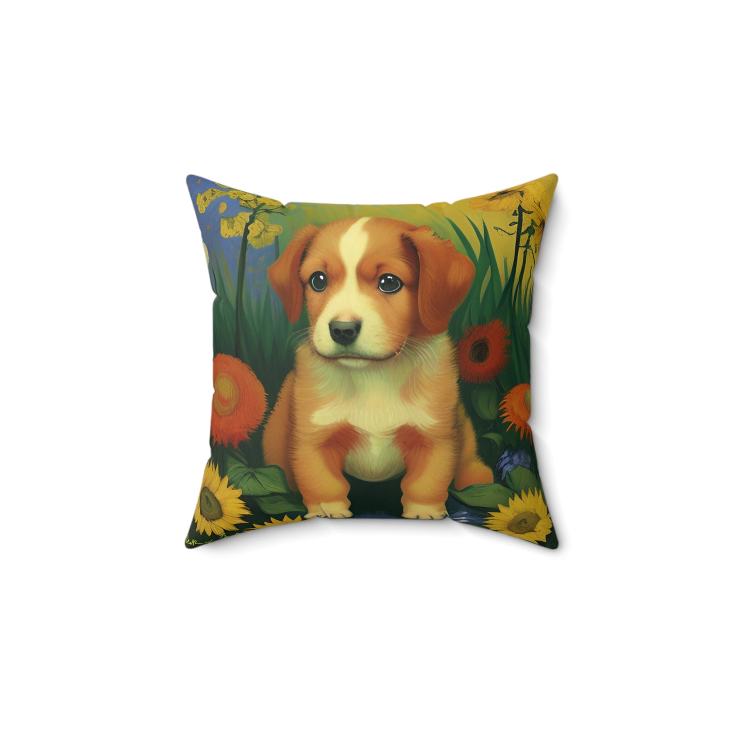 Puppy Spun Polyester Square Pillow