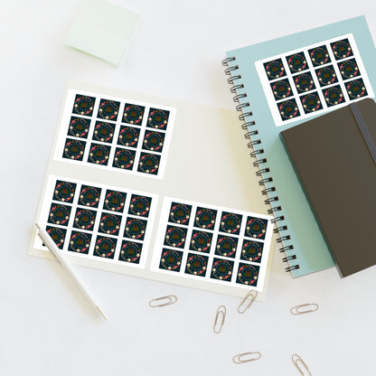 Merry Christmas & Happy Holidays Stickers (48 stickers per 11x8.5 size sheet)