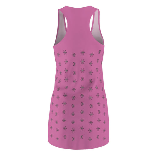 Women's Snowflake Black Design on Light Pink Cut & Sew Racerback Dress (AOP)