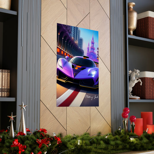 Purple Sportscar Matte Vertical Posters