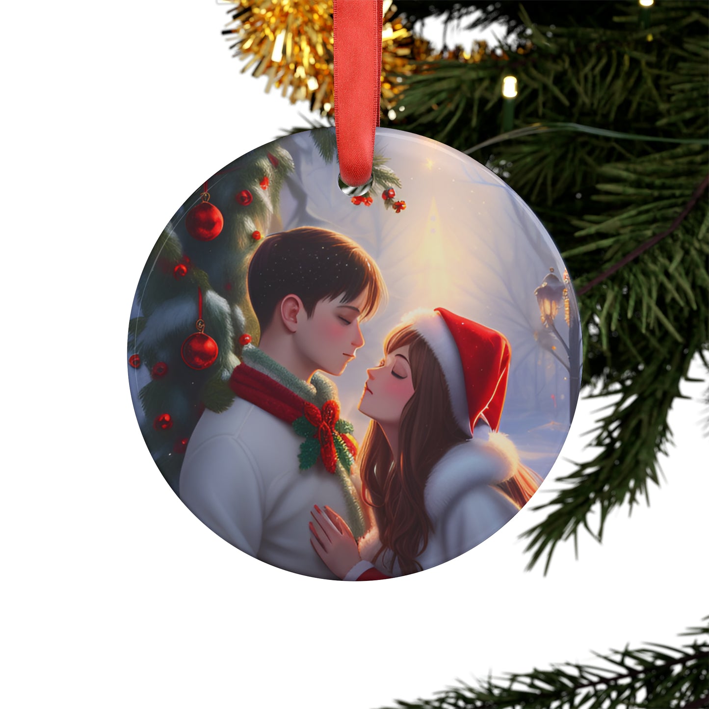 Christmas Love Acrylic Ornament with Ribbon