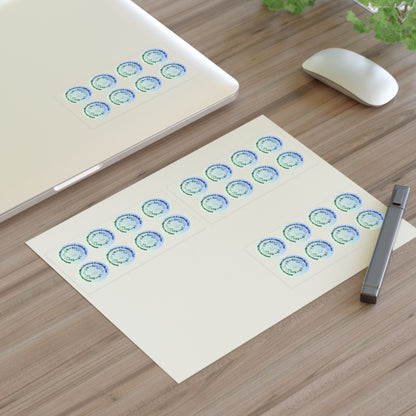 Merry Christmas & Happy New Year Stickers blue trim (32 stickers per 11x8.5 size sheet)