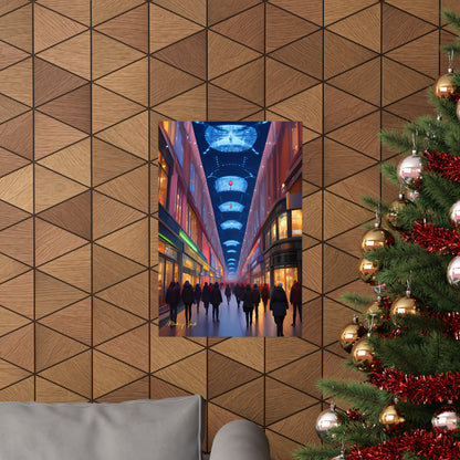High Street Shoppers Futuristic Matte Vertical Posters