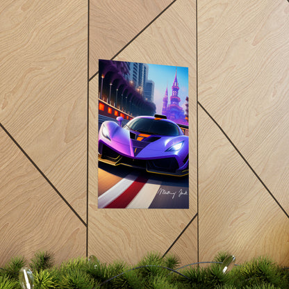 Purple Sportscar Matte Vertical Posters