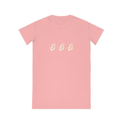 Gold & White Flower Design Spinner T-Shirt Dress
