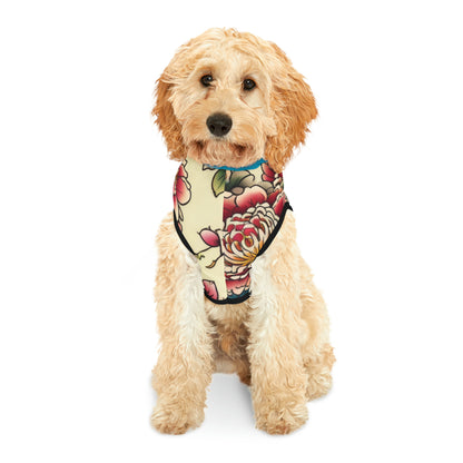 Japanese Flower Design Blue Hood Pet Hoodie