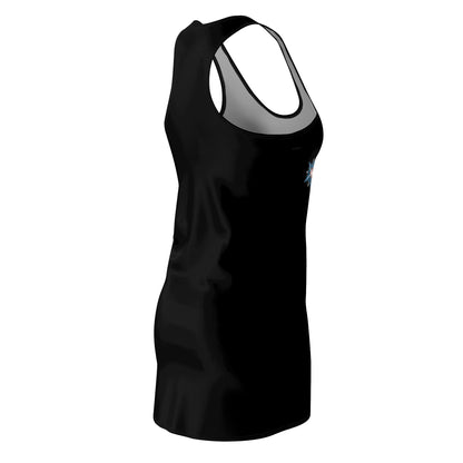 Women's Snowflake Trio Sparkle Design on Black Cut & Sew Racerback Dress (AOP)
