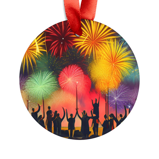 Happy New Year Acrylic Ornament with Ribbon
