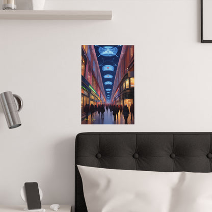 High Street Shoppers Futuristic Satin Poster (210gsm)