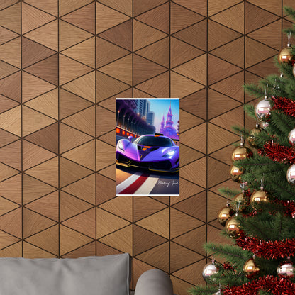 Purple Sportscar Matte Vertical Posters