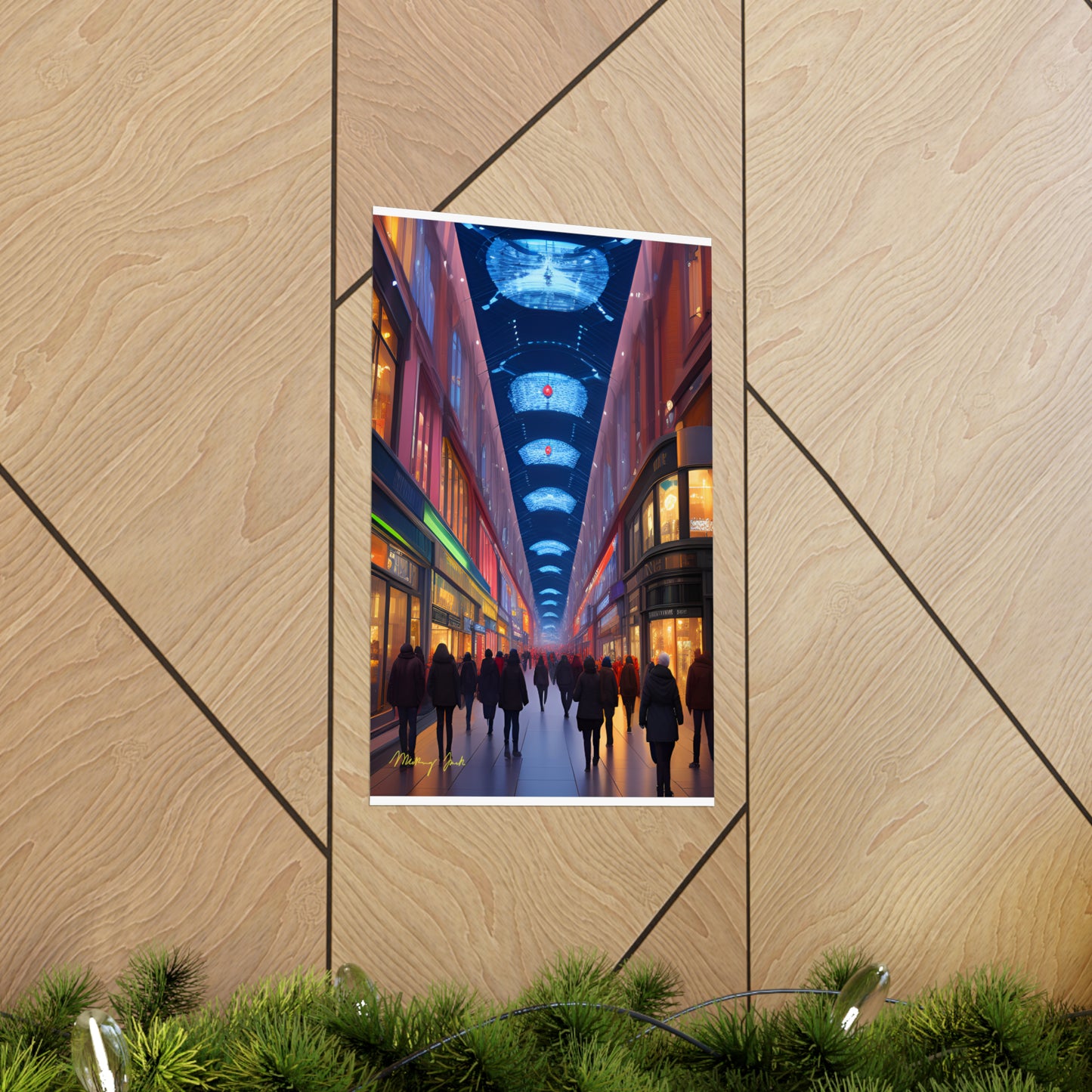 High Street Shoppers Futuristic Matte Vertical Posters