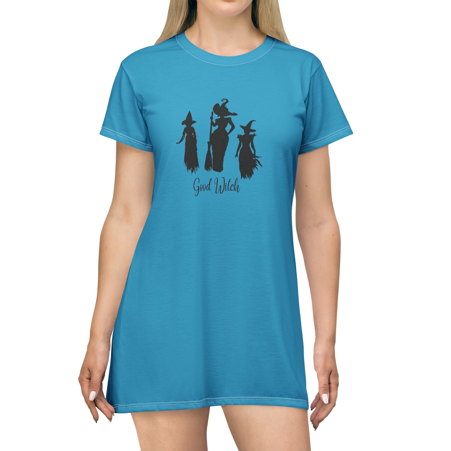 Good Witch T-Shirt Dress (AOP) turquoise