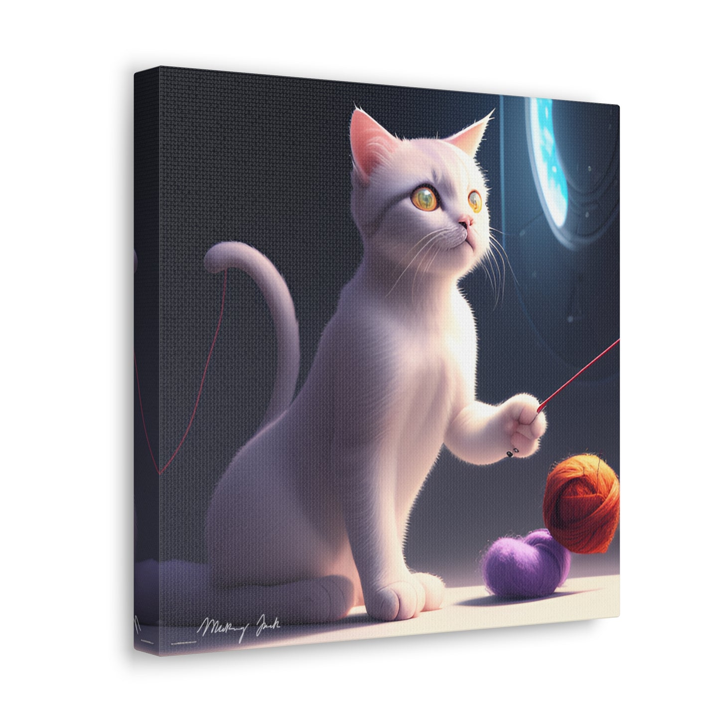 Playful Kitten and Wool Canvas Gallery Wraps