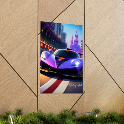 Purple Sportscar Matte Vertical Posters