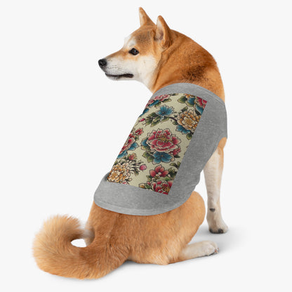 Pet Tank Top Japanese Flower Design 1