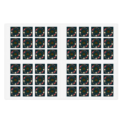 Merry Christmas & Happy Holidays Stickers (48 stickers per 11x8.5 size sheet)