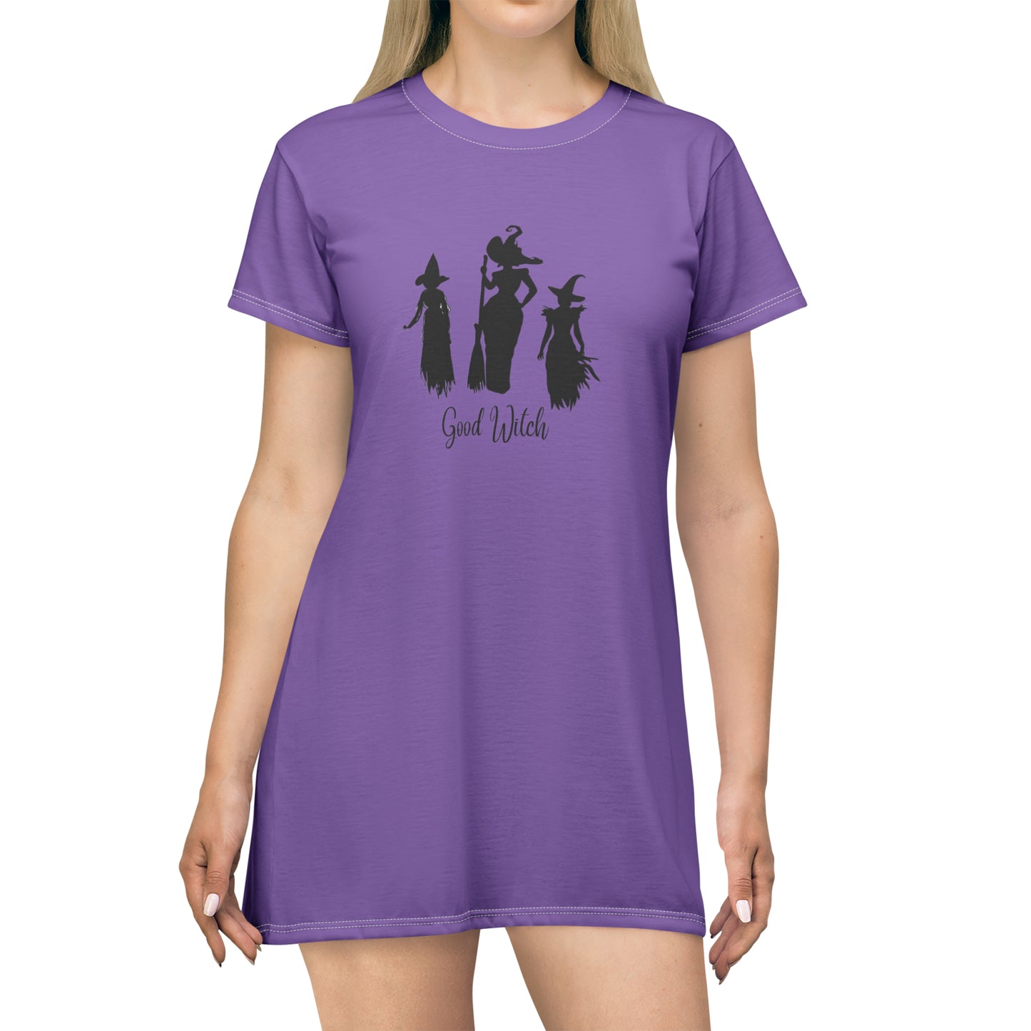 Good Witch T-Shirt Dress (AOP) purple