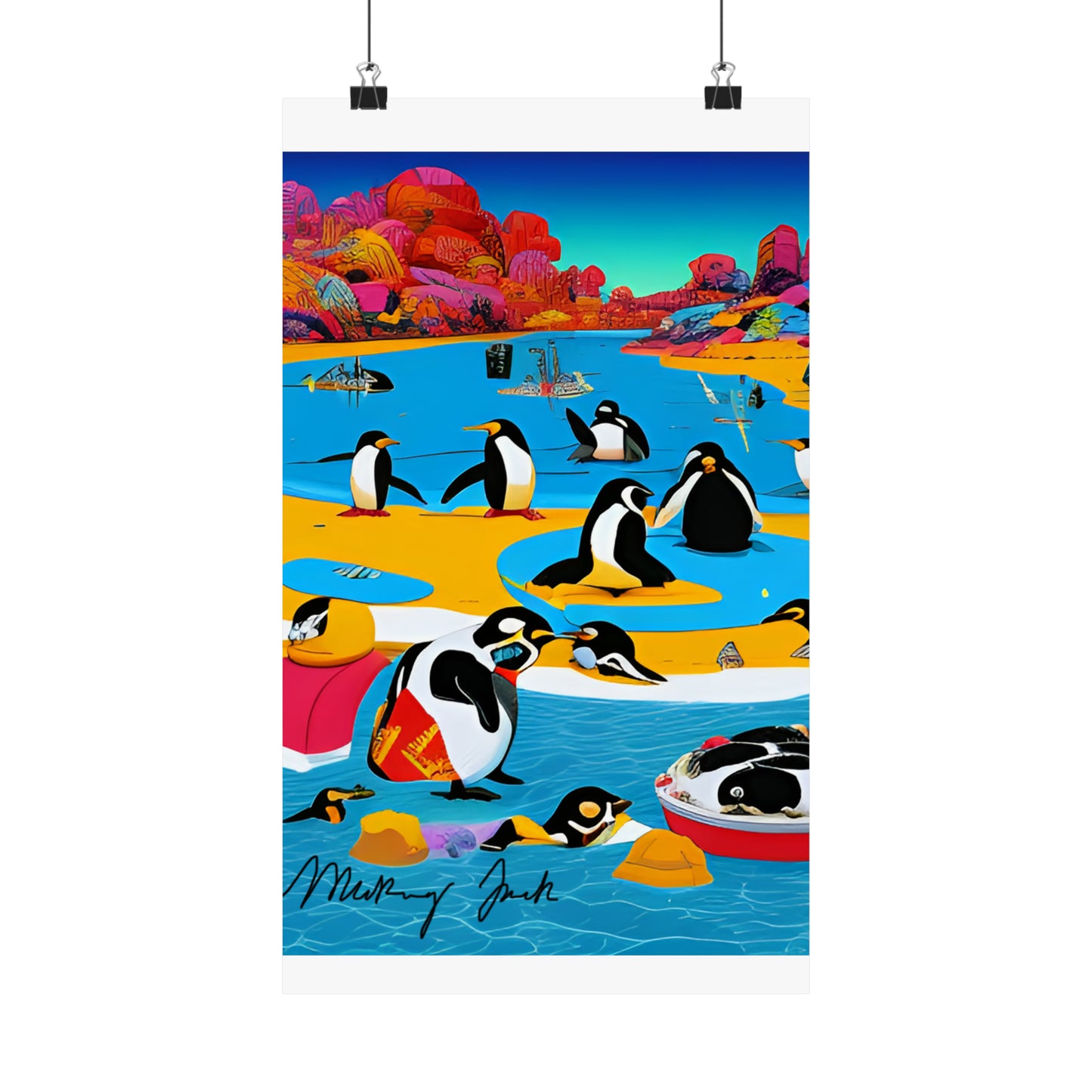 Penguin City Matte Vertical Posters