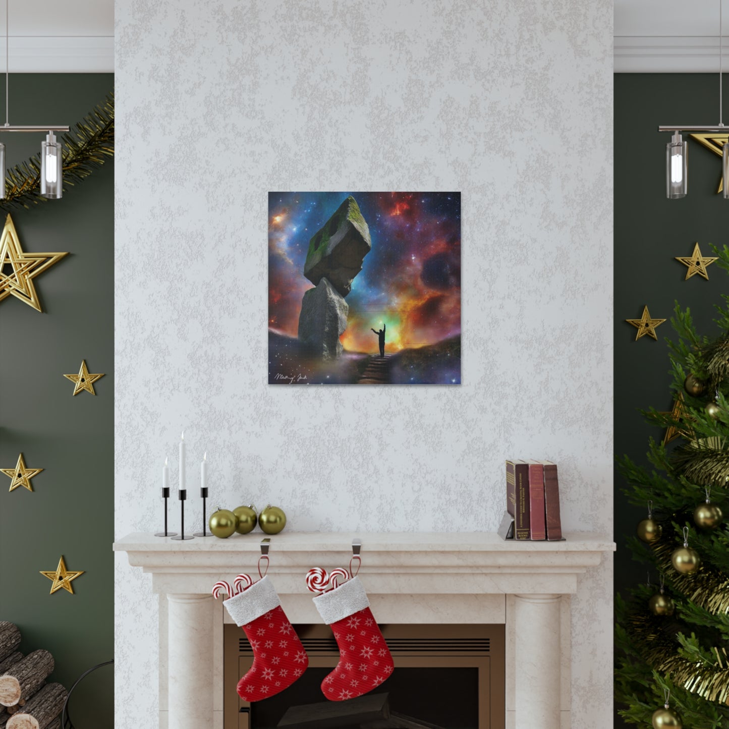 Peaceful Starry Medieval Stone Canvas Gallery Wraps